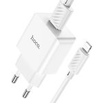 Фото Сетевое ЗУ Hoco C106A Leisure White (6931474783899) , USB-A ,2.1A + кабель Lightning #1