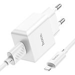 Фото Сетевое ЗУ Hoco C106A Leisure White (6931474783899) , USB-A ,2.1A + кабель Lightning #2