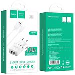 Изображение Сетевое ЗУ Hoco C11 Smart single White (6957531047742) , USB-A, 1А + Cable micro-USB #4 Фото Сетевое ЗУ Hoco C11 Smart single White (6957531047742) , USB-A, 1А + Cable micro-USB #4