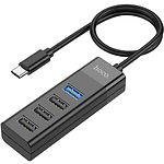 ХАБ HOCO HB25 USB 3.1 Type-C --> 3*USB2.0 + USB3.0, Black - фото