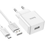Изображение Сетевое ЗУ Hoco C106A Leisure White (6931474783905) , USB-A ,2.1A + кабель micro-USB #3 Фото Сетевое ЗУ Hoco C106A Leisure White (6931474783905) , USB-A ,2.1A + кабель micro-USB #3