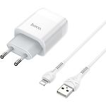 Изображение Сетевое ЗУ Hoco C72A Glorious single White (6931474712998) ,1*USB-A,2.1А +Cable Lightning Фото Сетевое ЗУ Hoco C72A Glorious single White (6931474712998) ,1*USB-A,2.1А +Cable Lightning