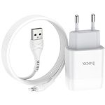 Изображение Сетевое ЗУ Hoco C72A Glorious single White (6931474712998) ,1*USB-A,2.1А +Cable Lightning #1 Фото Сетевое ЗУ Hoco C72A Glorious single White (6931474712998) ,1*USB-A,2.1А +Cable Lightning #1