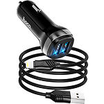 Фото Автомобильное ЗУ Hoco Z40 dual Black (6931474739674) 2*USB-A,2.4A +кабель Lightning #1