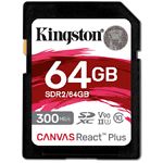 Фото SD XC 64 GB Kingston Canvas React Plus UHS-II U3 V90 (SDR2/64GB) R/W 300/260 Mb/s