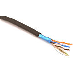 Фото Кабель бухта F/UTP ЗЗКМ 70910021, 500м, CAT5e, PE, 4х2х24 AWG с тросом, черный, для внешних работ
