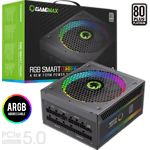 Изображение Блок питания GAMEMAX RGB-1300 ATX3.0 PCIE5.0 1300W модульный, 80Plus Platinum, RGB smart, fan 140 #1 Фото Блок питания GAMEMAX RGB-1300 ATX3.0 PCIE5.0 1300W модульный, 80Plus Platinum, RGB smart, fan 140 #1