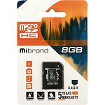 Фото microSD HC 8Gb Mibrand class 10 (MICDHC10/8GB-A) с переходником