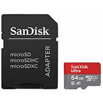 фото microSD XC 64Gb SanDisk Ultra Class 10 UHS-I U1 A1 (SDSQUAB-064G-GN6MA) c переходником SD, R-140Mb/s