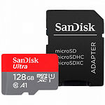 Фото microSD XC 128 GB SanDisk Ultra Class 10 UHS-I U1 A1 (SDSQUAB-128G-GN6MA) переходник SD, R-140Mb/s