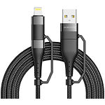 Фото Кабель BOROFONE BU28 Black (BU28B) USB+Type-C/Type-C+Lightning,1.2м, 3A, 60W, nylon, alum connectors #4