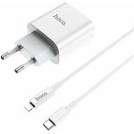 фото Мережевий ЗП Hoco C76A Plus White (6931474746924) , 1*Type-C, PD 20W + Cable Lightning