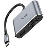 ХАБ HOCO HB30 (6931474778307) Type-C --> HDMI + VGA + USB3.0 + PD Type-C - фото