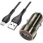 Изображение Автомобильное ЗУ Hoco Z46 Gray (6931474770295) USB-A, 18W, QC3.0 + кабель Micro-USB Фото Автомобильное ЗУ Hoco Z46 Gray (6931474770295) USB-A, 18W, QC3.0 + кабель Micro-USB