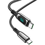Кабель HOCO S51 Black (6931474749253) Type-C/Type-C, 1.2м, 100W, nylon+zinc+TPE - фото