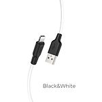 Фото Кабель HOCO X21 Plus Black-White (6931474711816) USB/Lightning, 1м, 2.4A, silicone