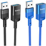 Фото Кабель HOCO U107 Black (6931474761910) USB/USB-female 3.0, 1.2м, 3A, nylon+aluminum #1
