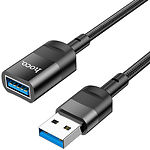 Фото Кабель HOCO U107 Black (6931474761910) USB/USB-female 3.0, 1.2м, 3A, nylon+aluminum #2