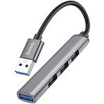 ХАБ HOCO HB26 (6931474765468) USB-A --> 3*USB2.0 + USB3.0, Metal Gray - фото