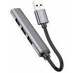 Фото Концентратор HUB USB 3.1 HOCO HB26 (6931474765468) USB-A --> 3*USB2.0 + USB3.0, Metal Gray #2