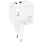 фото Мережевий ЗП Hoco C111A Lucky White (6931474790866) , USB-A+Type-C, QC, PD 30W