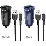 Фото Автомобильное ЗУ Hoco Z39 Black (6931474735041) 2*USB-A,QC3.0, 18W+кабель Lightning #4