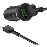 Автомобильное зарядное устройство Hoco Z39 Black 2*USB-A, QC3.0, 18W + кабель Type-C - фото