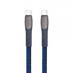 Кабель USB RIVACASE PS6105 BL12 USB 2.0 Type-C/Type-C, 1,2м, 3А, 60W, тканевая оплетка, синий - фото