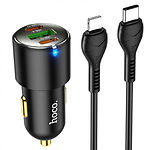 Автомобильное зарядное устройство Hoco NZ6 Black (6931474765192) USB-A+2*Type-C,QC,45W+Cbl Lightning - фото