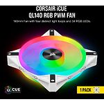Изображение Вентилятор 140мм Corsair QL140 RGB White (CO-9050105-WW) #3 Фото Вентилятор 140мм Corsair QL140 RGB White (CO-9050105-WW) #3