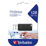 Флешка VERBATIM PINSTRIPE BLACK USB2.0 128Gb - фото