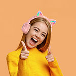 Фото BOROFONE BO18P Pink Cat ear Bluetooth наушники с микрофоном #1