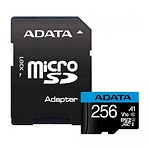 Фото microSD XC 256 GB A-DATA Premier Class10 UHS-I (AUSDX256GUICL10A1-RA1) c SD переходником, R-100Mb/s