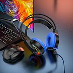 Изображение HOCO W105 Joyful gaming Blue (6931474754172) наушники с микрофоном накладные #3 Фото HOCO W105 Joyful gaming Blue (6931474754172) наушники с микрофоном накладные #3