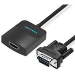 Переходник Vention (ACNBB) Adapter Black 0.2m, VGA Male to HDMI Female v1.4,Audio in,micro-USB Power - фото