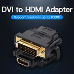 Фото Переходник Vention (ECDB0) Adapter Black DVI-D (24+1) Male to HDMI Female v1.4 1080P #3