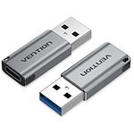 Переходник Vention (CDPH0) Adapter Gray Aluminum, USB-A 3.0 Male -> Type-C Female - фото