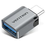 Переходник Vention (CDQH0) Adapter Gray Aluminum, USB3.0 Type-C Male -> USB3.0-A Female - фото