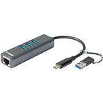 Концентратор HUB USB 3.2 D-Link DUB-2332 Type-C / USB3.0 --> 3x Type-C + 1x RJ-45 - фото