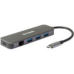 ХАБ D-Link DUB-2334, Type-C --> 3 x USB3.0, USB Type-C, RJ-45 USB 3.2 - фото