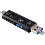 Картридер Dynamode D-188 Black 3-in-1 OTG Smart TF/MicroSD, USB2.0/Type-C/Micro-USB - фото