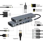 Фото Концентратор HUB USB 3.1 Cablexpert A-CM-COMBO8-01, Type-C->3*USB3.0+Type-C PD+HDMI+VGA+DP+LAN+Аудио #1