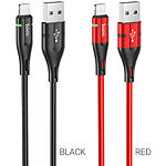 Фото Кабель HOCO U93 Black (6931474732132) USB/Lightning, 1.2м, 2.4A, nylon+aluminum, light indicator #1