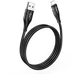 Фото Кабель HOCO U93 Black (6931474732132) USB/Lightning, 1.2м, 2.4A, nylon+aluminum, light indicator #2