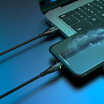 Фото Кабель HOCO U93 Black (6931474732132) USB/Lightning, 1.2м, 2.4A, nylon+aluminum, light indicator #4