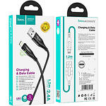 Фото Кабель HOCO U93 Black (6931474732132) USB/Lightning, 1.2м, 2.4A, nylon+aluminum, light indicator #5