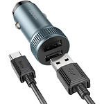 Изображение Автомобильное ЗУ Hoco Z49 Gray (6931474795670) 2*USB-A,12W + кабель Type-C #2 Фото Автомобильное ЗУ Hoco Z49 Gray (6931474795670) 2*USB-A,12W + кабель Type-C #2