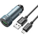 Фото Автомобильное ЗУ Hoco Z49A Gray (6931474795717) USB-A,18W QC3.0 + кабель Micro-USB