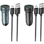 Фото Автомобильное ЗУ Hoco Z49A Gray (6931474795717) USB-A,18W QC3.0 + кабель Micro-USB #1