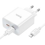 Изображение Сетевое ЗУ Hoco C108A Leader White (6931474784445) 2* USB-C , PD 35W + кабель Lightning #2 Фото Сетевое ЗУ Hoco C108A Leader White (6931474784445) 2* USB-C , PD 35W + кабель Lightning #2